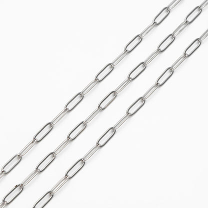 Paperclip Chain Chain, Gold/ Rhodium (silver)/ Rose Gold, Oval Link 3.2x9mm, Long Cable Chain (#LK-272)/ 1 Meter=3.3ft