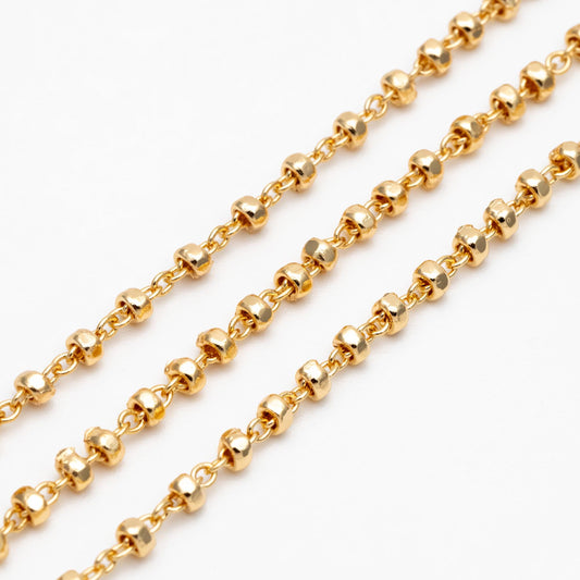 Gold/ Rhodium plated Brass Bead Chains 2.6mm, Dainty Beaded Cable Chain, Necklace Chain Wholesale (#LK-335)/ 1 Meter=3.3 ft