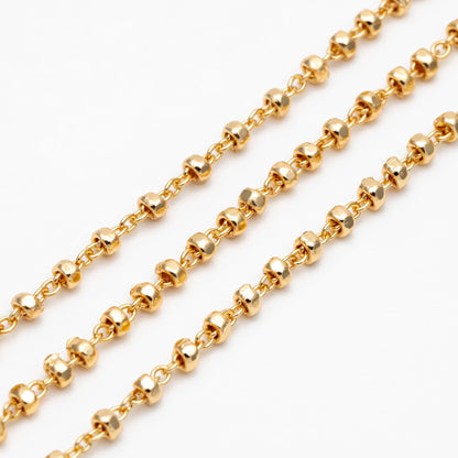 Gold/ Rhodium plated Brass Bead Chains 2.6mm, Dainty Beaded Cable Chain, Necklace Chain Wholesale (#LK-335)/ 1 Meter=3.3 ft