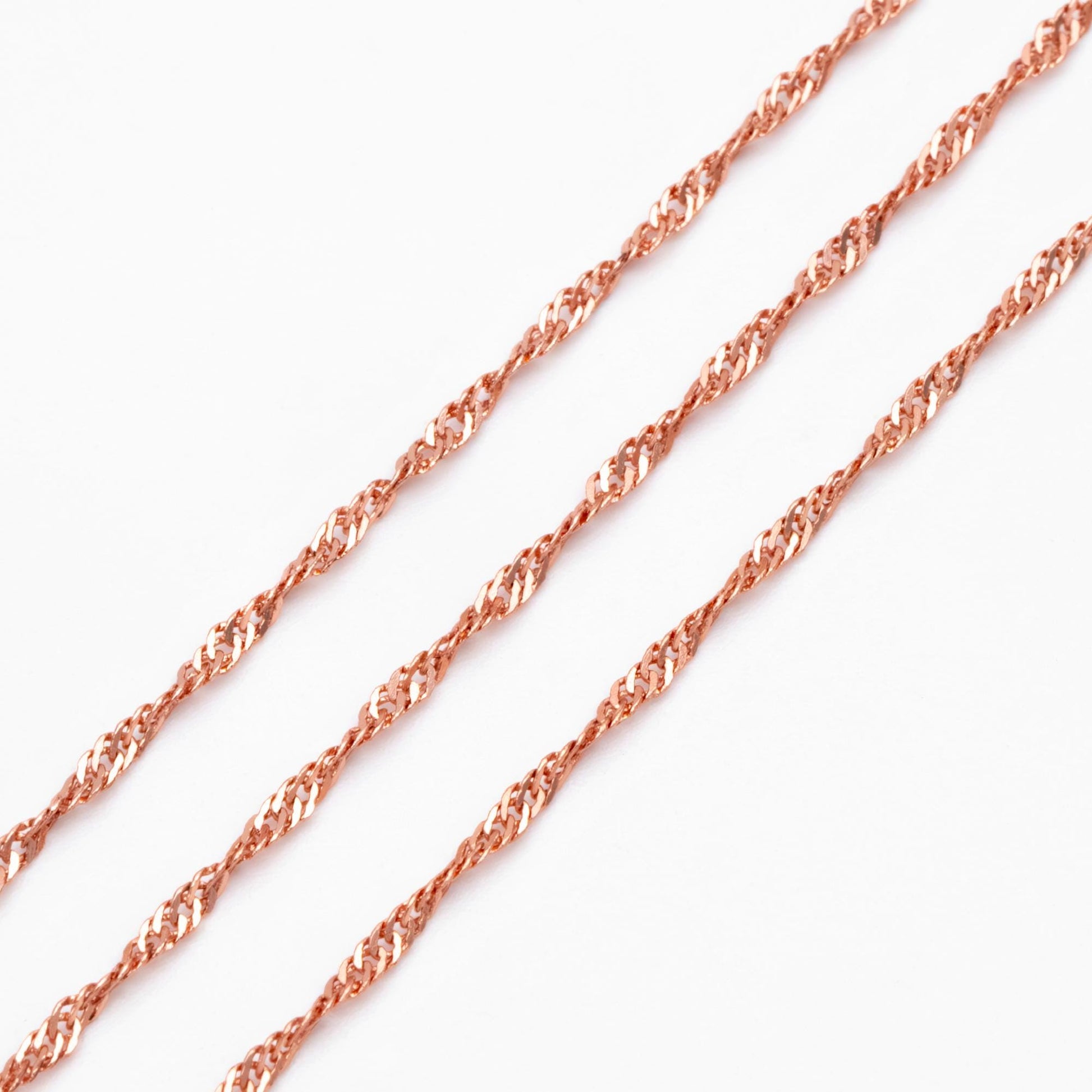Gold/ Silver/ Rose Gold Twisted Chains 1.8mm, Flat Curb Chain Findings (#LK-427)/ 1 Meter=3.3 ft