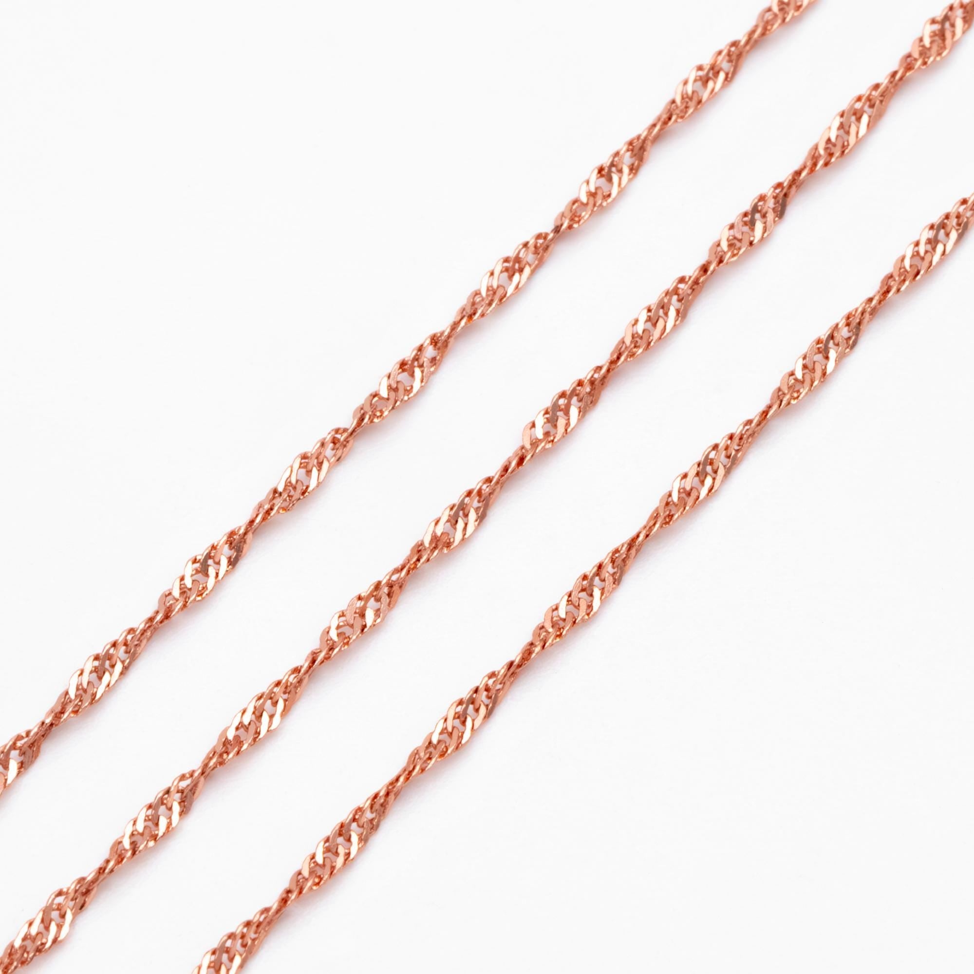 Gold/ Silver/ Rose Gold Twisted Chains 1.8mm, Flat Curb Chain Findings (#LK-427)/ 1 Meter=3.3 ft