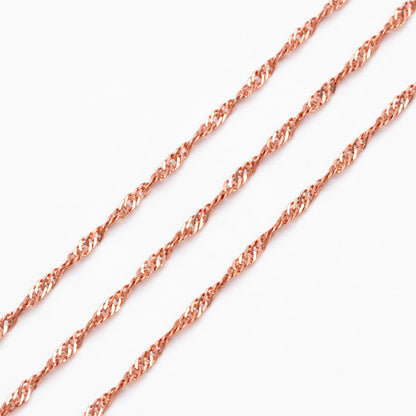 Gold/ Silver/ Rose Gold Twisted Chains 1.8mm, Flat Curb Chain Findings (#LK-427)/ 1 Meter=3.3 ft
