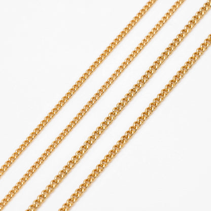 Gold Curb Chain 1.3/ 1.6mm, Gold Plated Brass Chain, Flat Curb Chain Findings (#LK-249)/ 1 Meter=3.3 ft