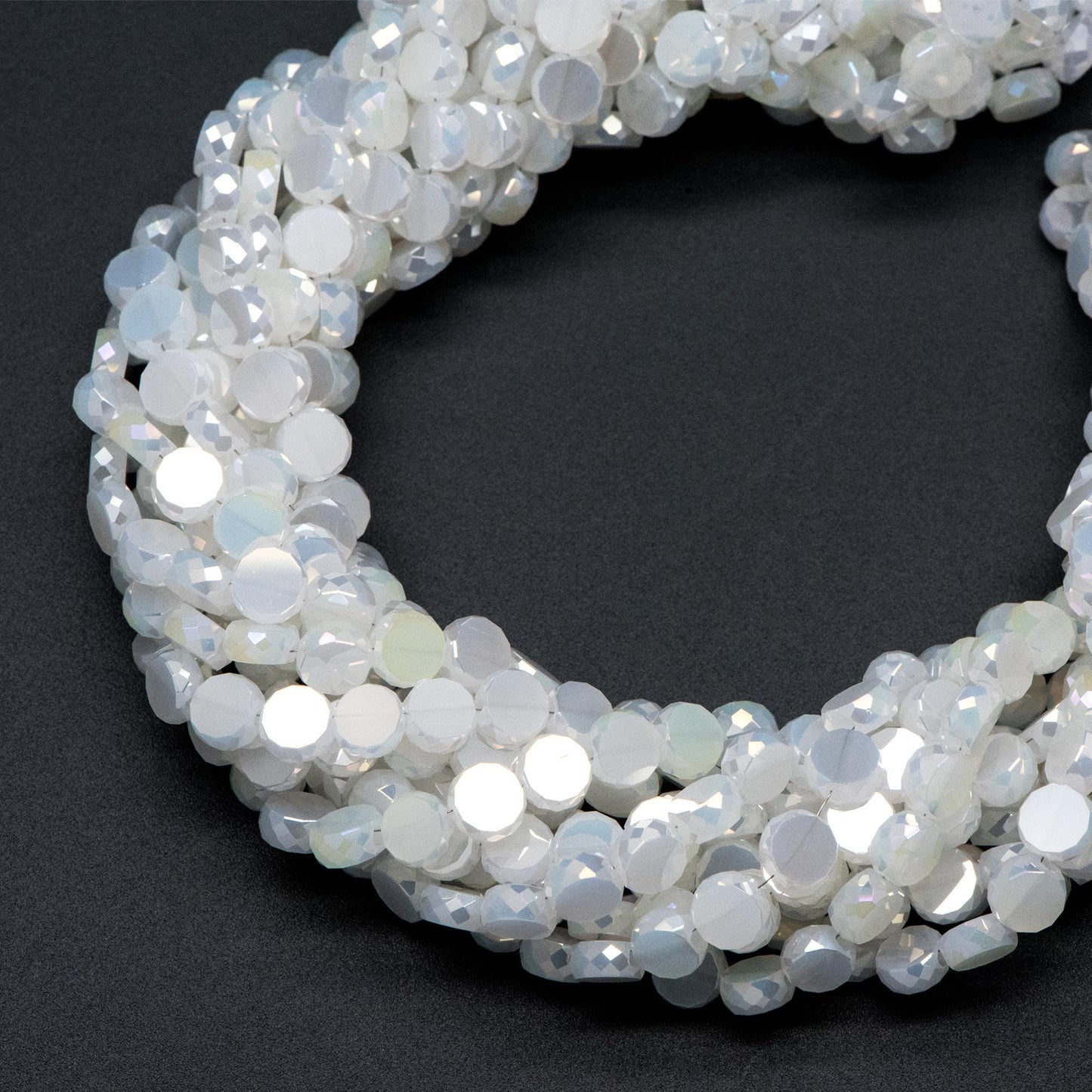 95pcs Faceted Coin Glass Beads, Crystal Round Button Beads 6mm, (TS-104)
