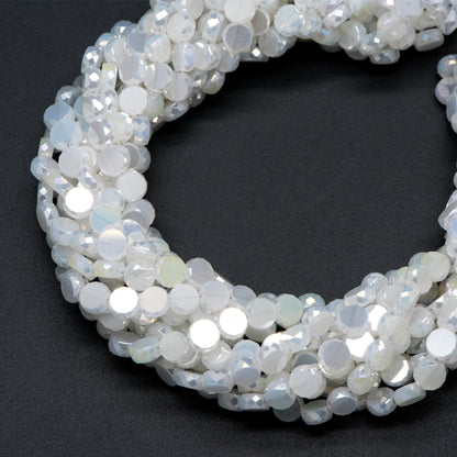 95pcs Faceted Coin Glass Beads, Crystal Round Button Beads 6mm, (TS-104)