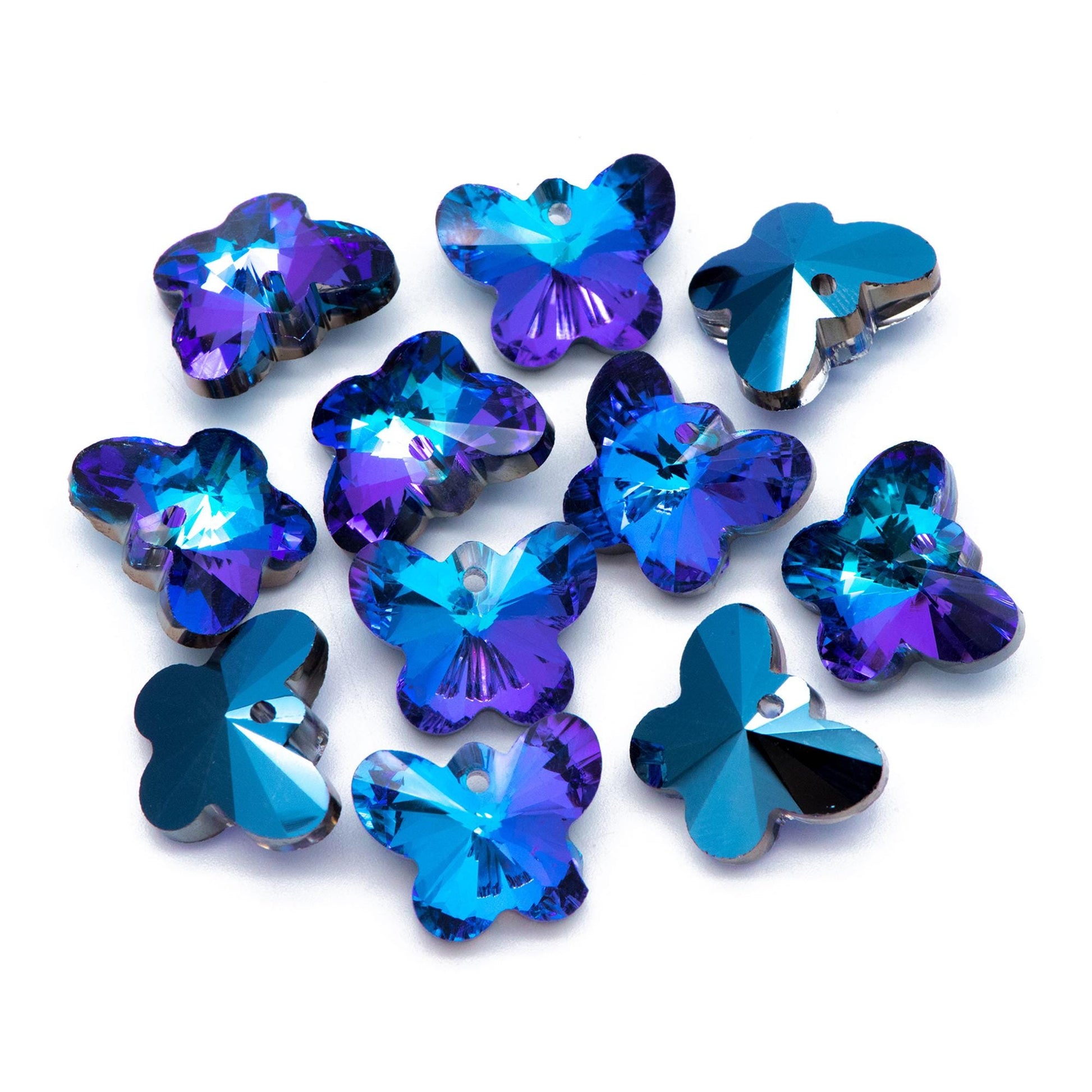 20pcs Crystal Faceted Butterfly Beads 18mm, Glass Butterfly Charm Pendants, (TS-105)