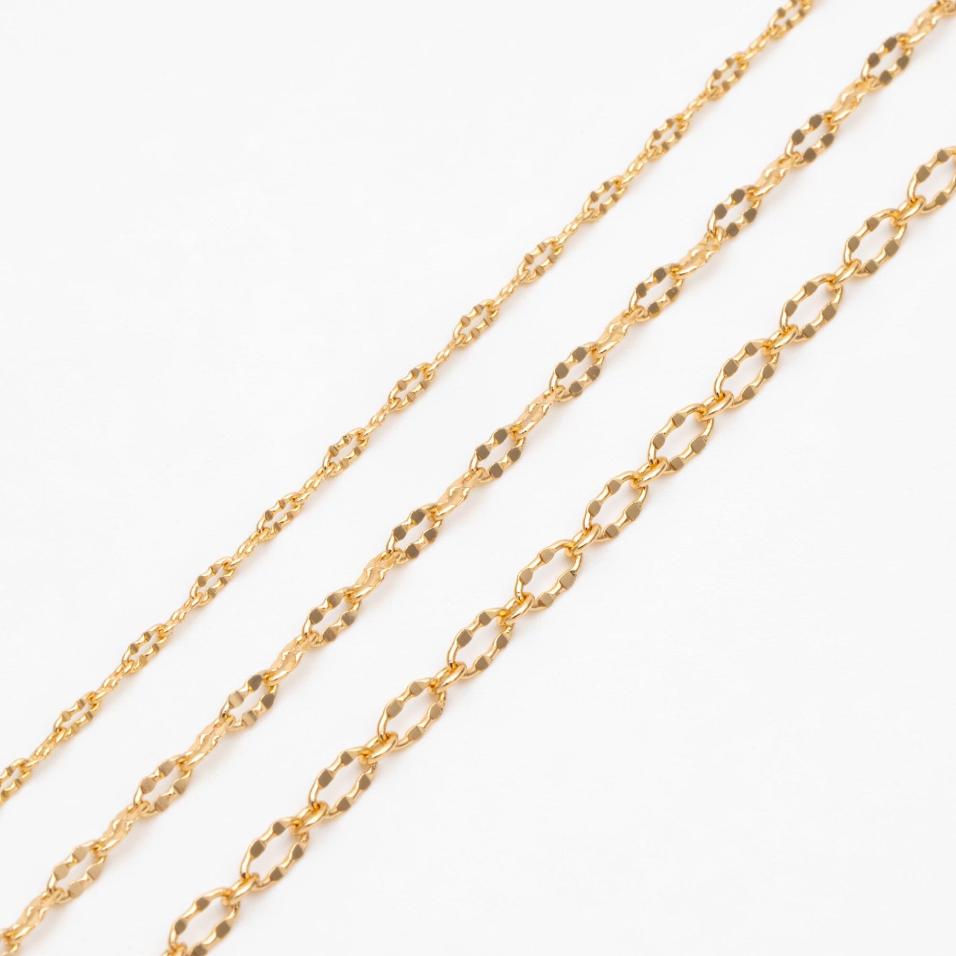 Gold/ Rhodium plated Brass Oval Cable Chains, Real Gold/ Silver Decorative Designer Chain 1.5/ 2.1/ 2.5mm (#LK-150)/ 1 Meter=3.3 ft