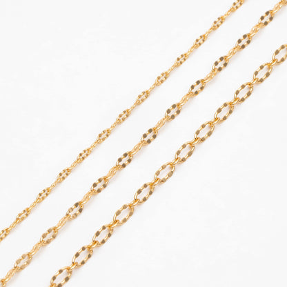 Gold/ Rhodium plated Brass Oval Cable Chains, Real Gold/ Silver Decorative Designer Chain 1.5/ 2/ 2.5mm (#LK-150)/ 1 Meter=3.3 ft