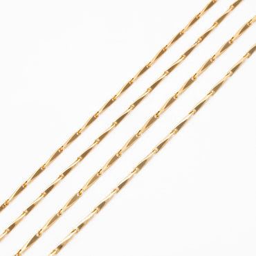 Gold plated Brass Bar Chain 1.2/ 1.3mm Thin, Color Not Easily Tarnish, Lead Nickel Free (#LK-167)/ 1 Meter=3.3 ft