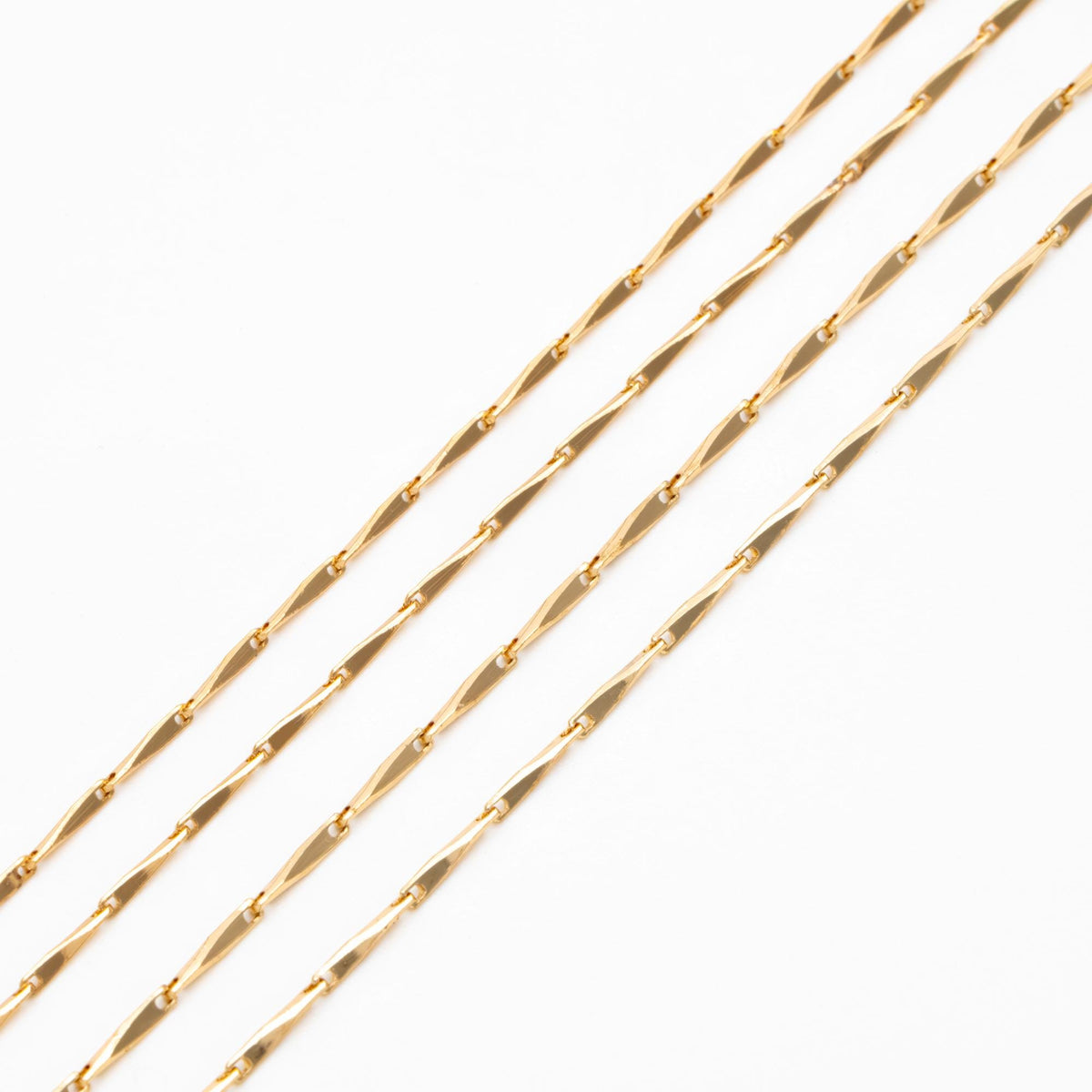 Gold plated Brass Bar Chain 1.2/ 1.3mm Thin, Color Not Easily Tarnish, Lead Nickel Free (#LK-167)/ 1 Meter=3.3 ft