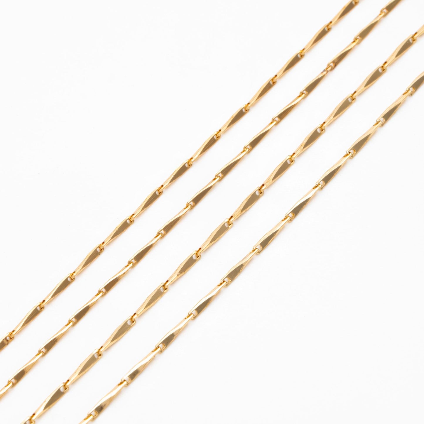 Gold plated Brass Bar Chain 1.2/ 1.3mm Thin, Color Not Easily Tarnish, Lead Nickel Free (#LK-167)/ 1 Meter=3.3 ft