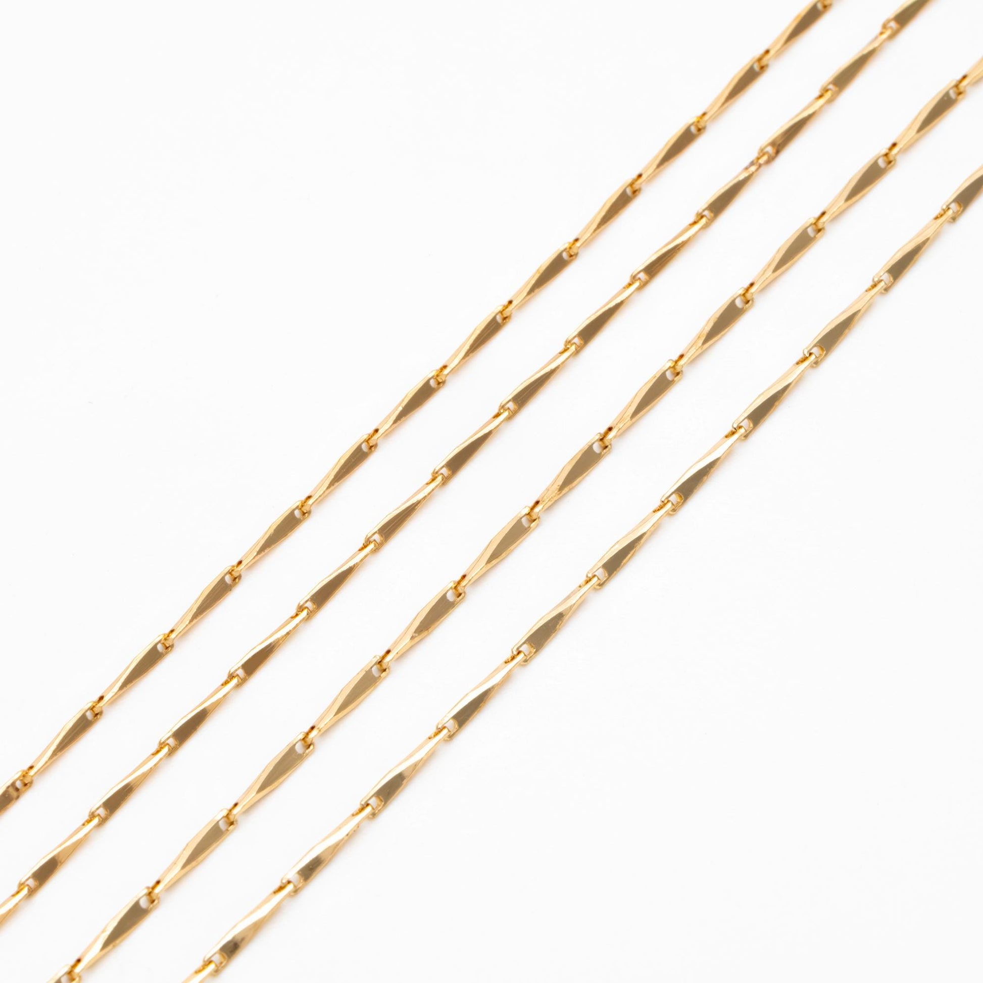 Gold plated Brass Bar Chain 1.2/ 1.3mm Thin, Color Not Easily Tarnish, Lead Nickel Free (#LK-167)/ 1 Meter=3.3 ft