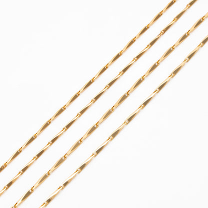 Gold plated Brass Bar Chain 1.2/ 1.3mm Thin, Color Not Easily Tarnish, Lead Nickel Free (#LK-167)/ 1 Meter=3.3 ft