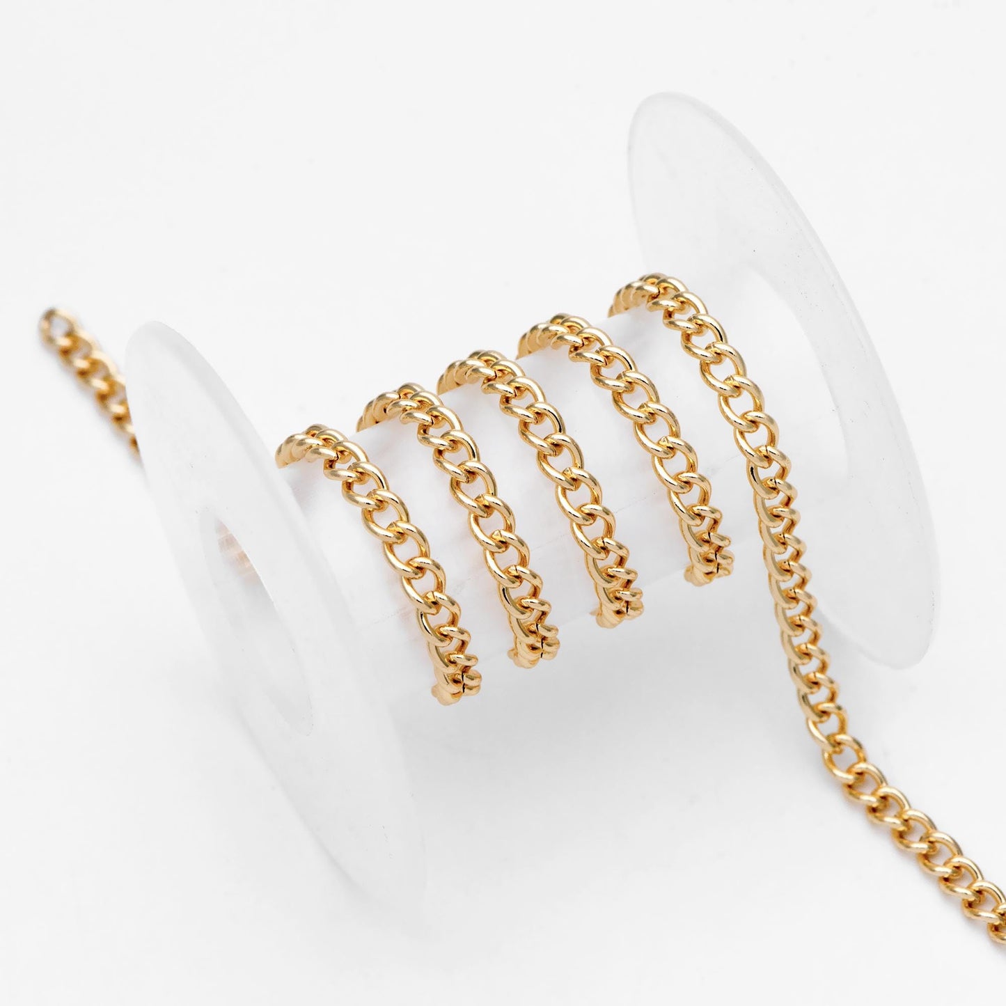 Gold/ Silver Tone Curb Chains 1.3/ 1.6/ 2.5/ 4mm, 18K Gold/ Rhodium plated Brass (#LK-249)/ 1 Meter=3.3 ft