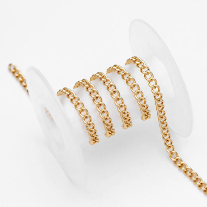 Gold/ Silver Tone Curb Chains 1.3/ 1.6/ 2.5/ 4mm, 18K Gold/ Rhodium plated Brass (#LK-249)/ 1 Meter=3.3 ft