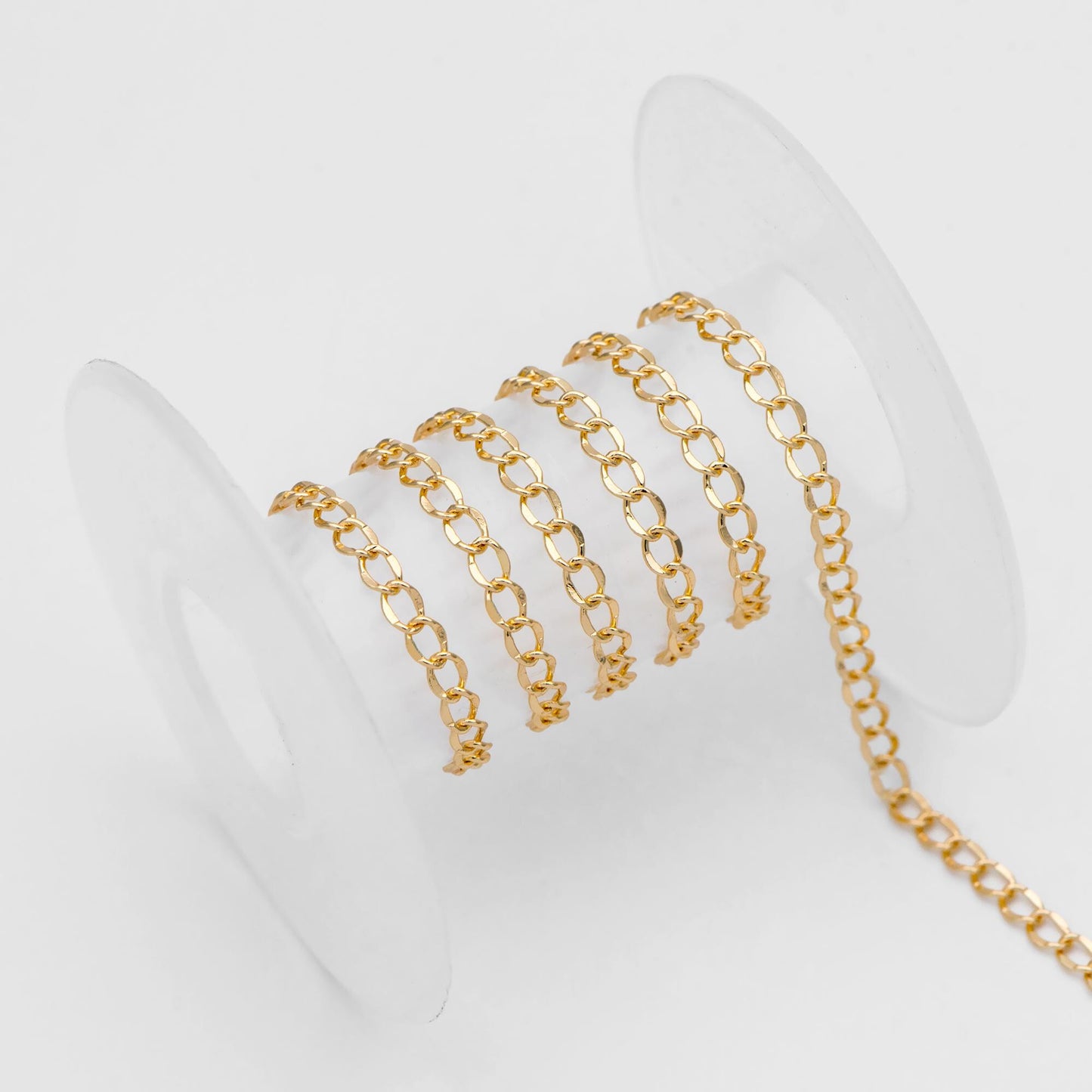 Gold plated Brass Curb Chains 3mm, DIY Necklace Findings Wholesale (#LK-277)/ 1 Meter=3.3 ft
