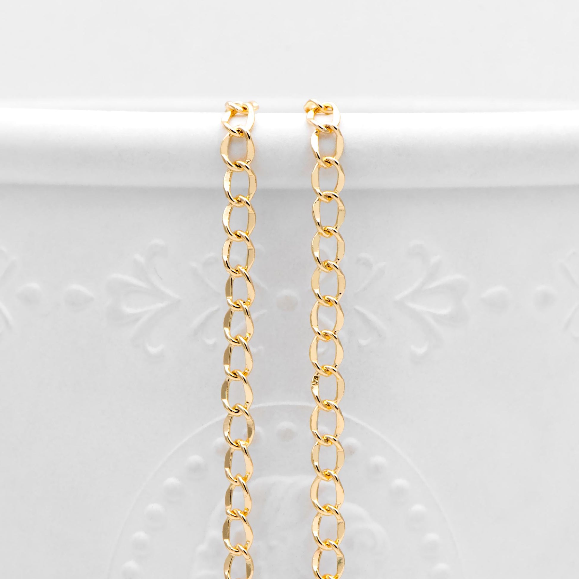 Gold plated Brass Curb Chains 3mm, DIY Necklace Findings Wholesale (#LK-277)/ 1 Meter=3.3 ft