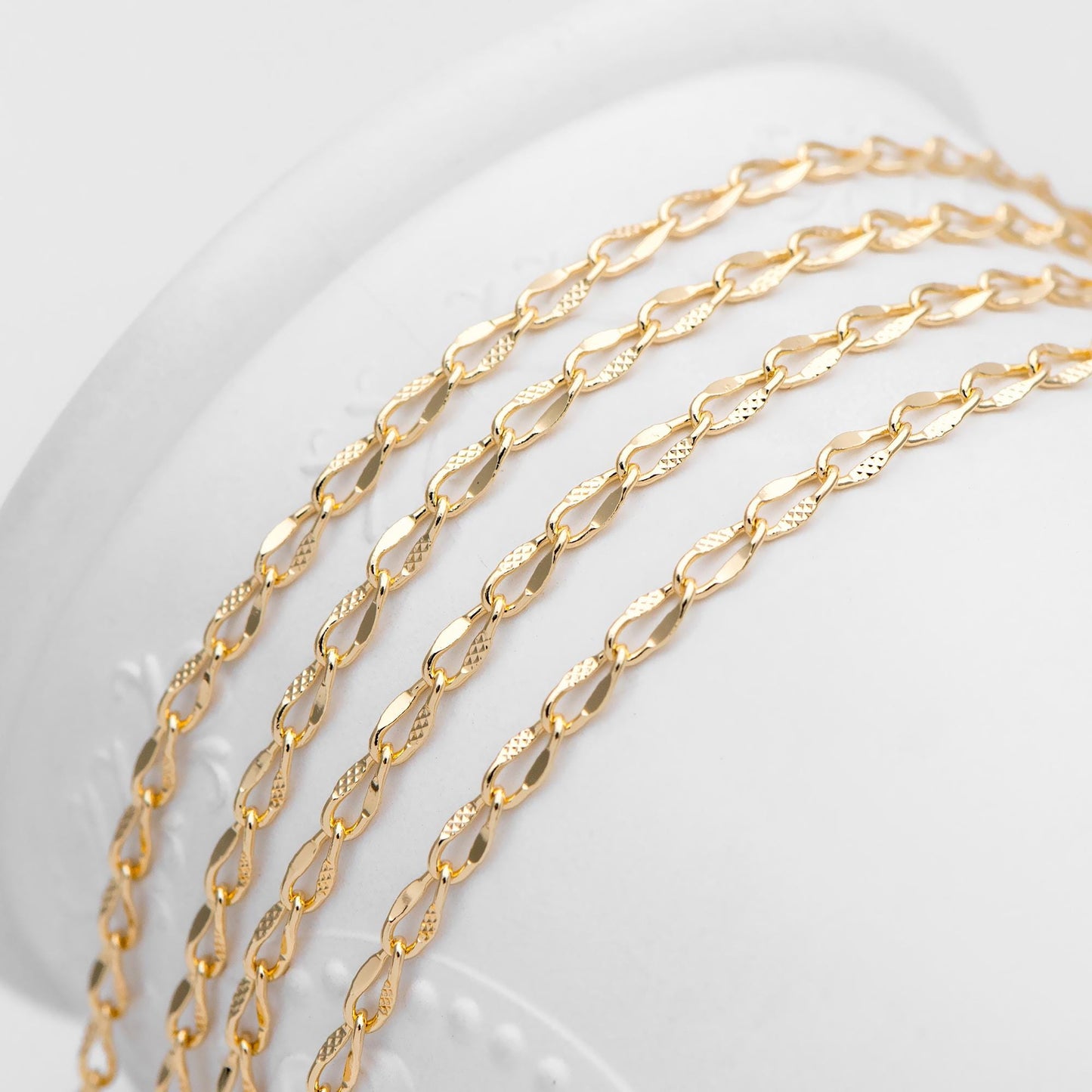 Gold plated Brass Chains 3mm, Oval Link Chain Findings Wholesale (#LK-283)/ 1 Meter=3.3 ft