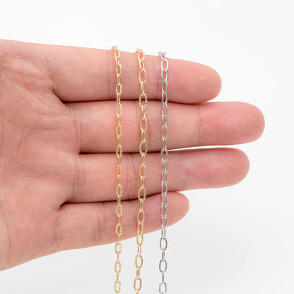 Flat Oval Cable Chains 2.3/ 3mm, 18K Gold/ Rhodium plated Brass, Craft DIY Jewelry Chain Wholesale (#LK-333)/ 1 Meter=3.3 ft