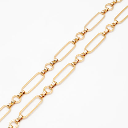 Long Oval Chains 6mm, 18K Gold plated Brass, Geometric Chain Findings Wholesale (#LK-435)/ 1 Meter=3.3 ft