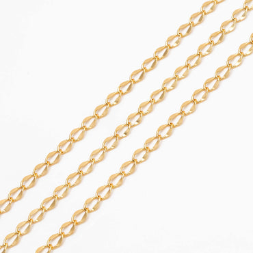 Gold plated Brass Curb Chains 3mm, DIY Necklace Findings Wholesale (#LK-277)/ 1 Meter=3.3 ft