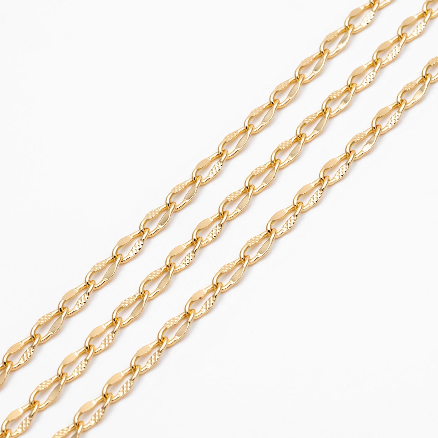 Gold plated Brass Chains 3mm, Oval Link Chain Findings Wholesale (#LK-283)/ 1 Meter=3.3 ft