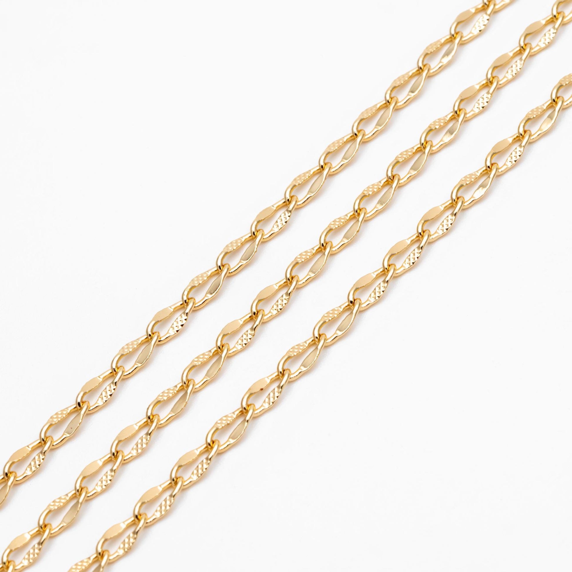 Gold plated Brass Chains 3mm, Oval Link Chain Findings Wholesale (#LK-283)/ 1 Meter=3.3 ft