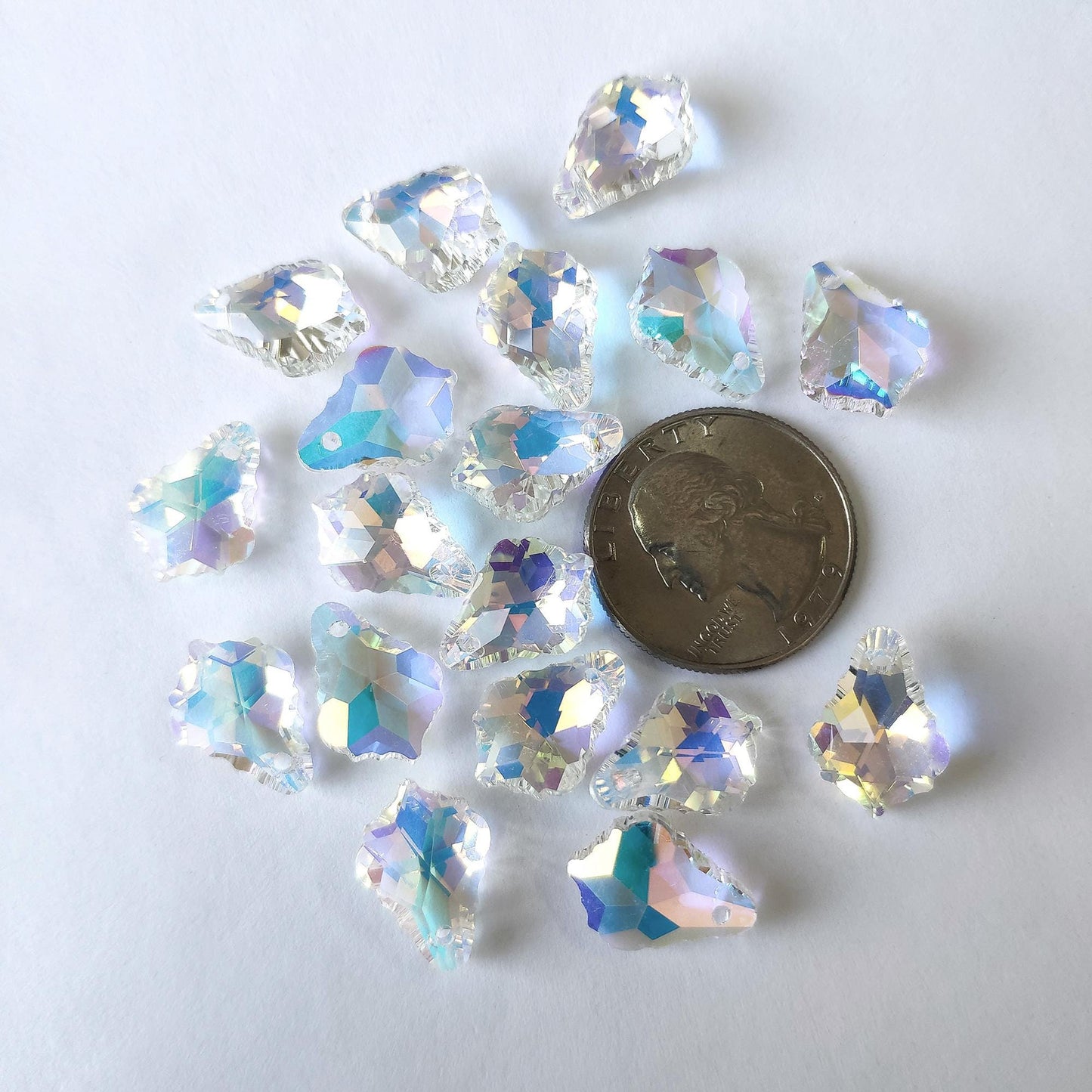 20pcs Teardrop Crystal Chandelier Beads 16mm, Faceted Glass Leaf Charms, (TS-107)