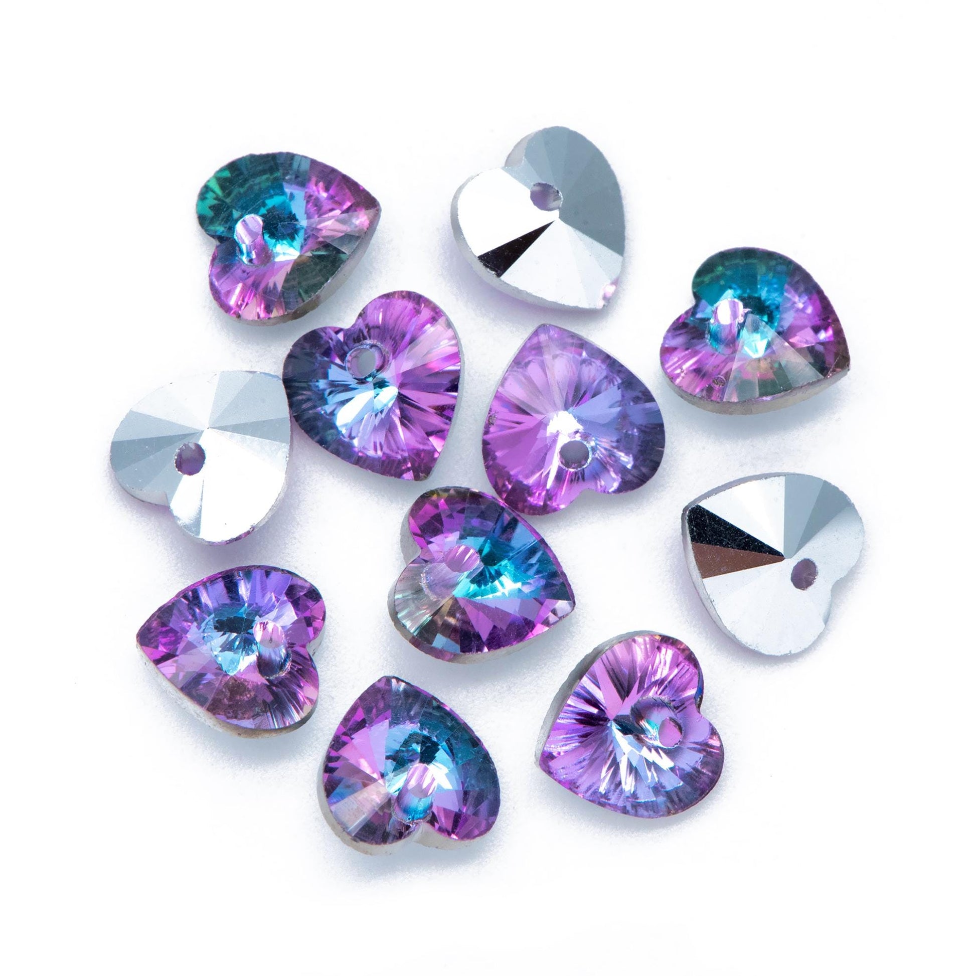 20pcs Crystal Faceted Heart Beads 8mm, Sparkly Glass Heart Charms, (TS-108)