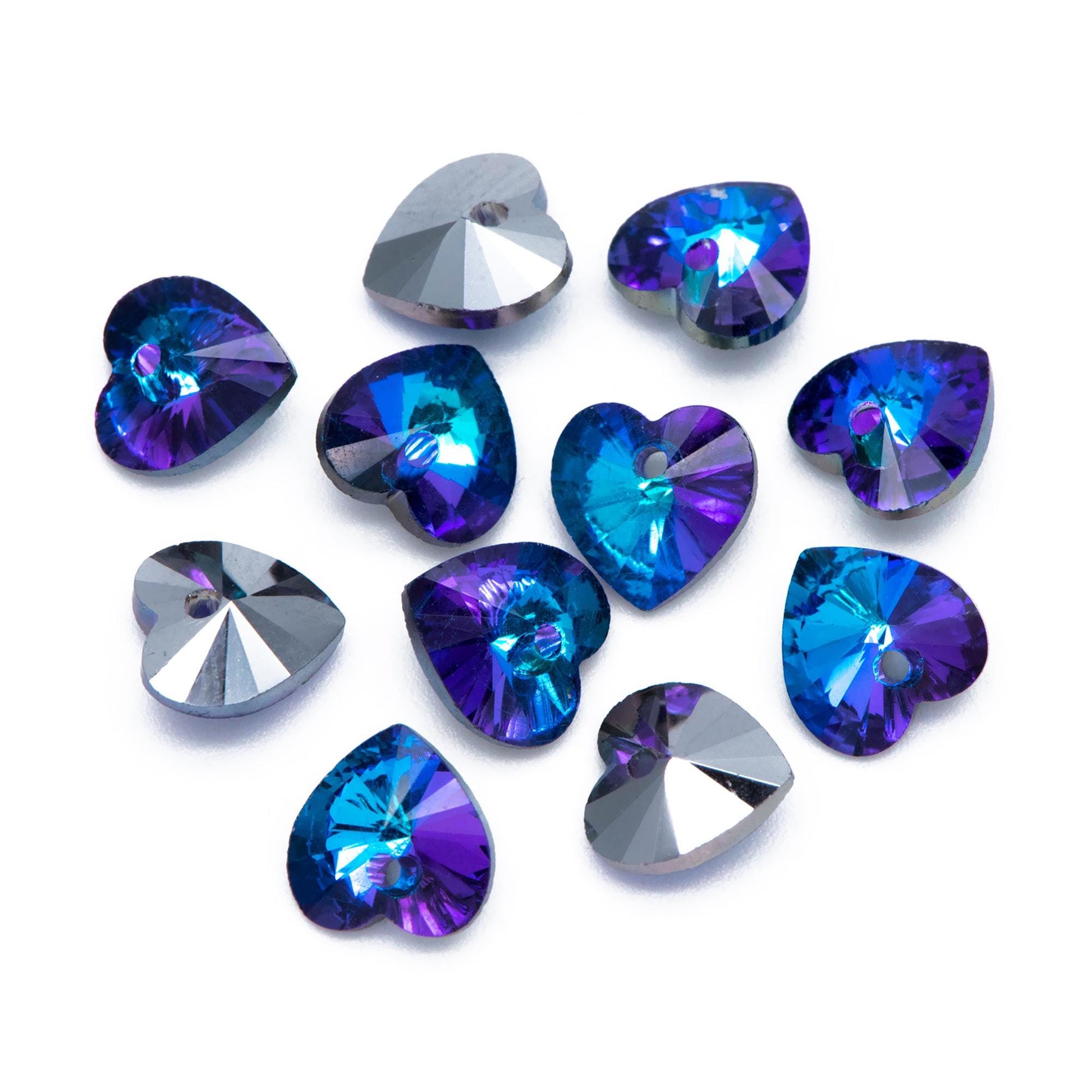 20pcs Crystal Faceted Heart Beads 8mm, Sparkly Glass Heart Charms, (TS-108)