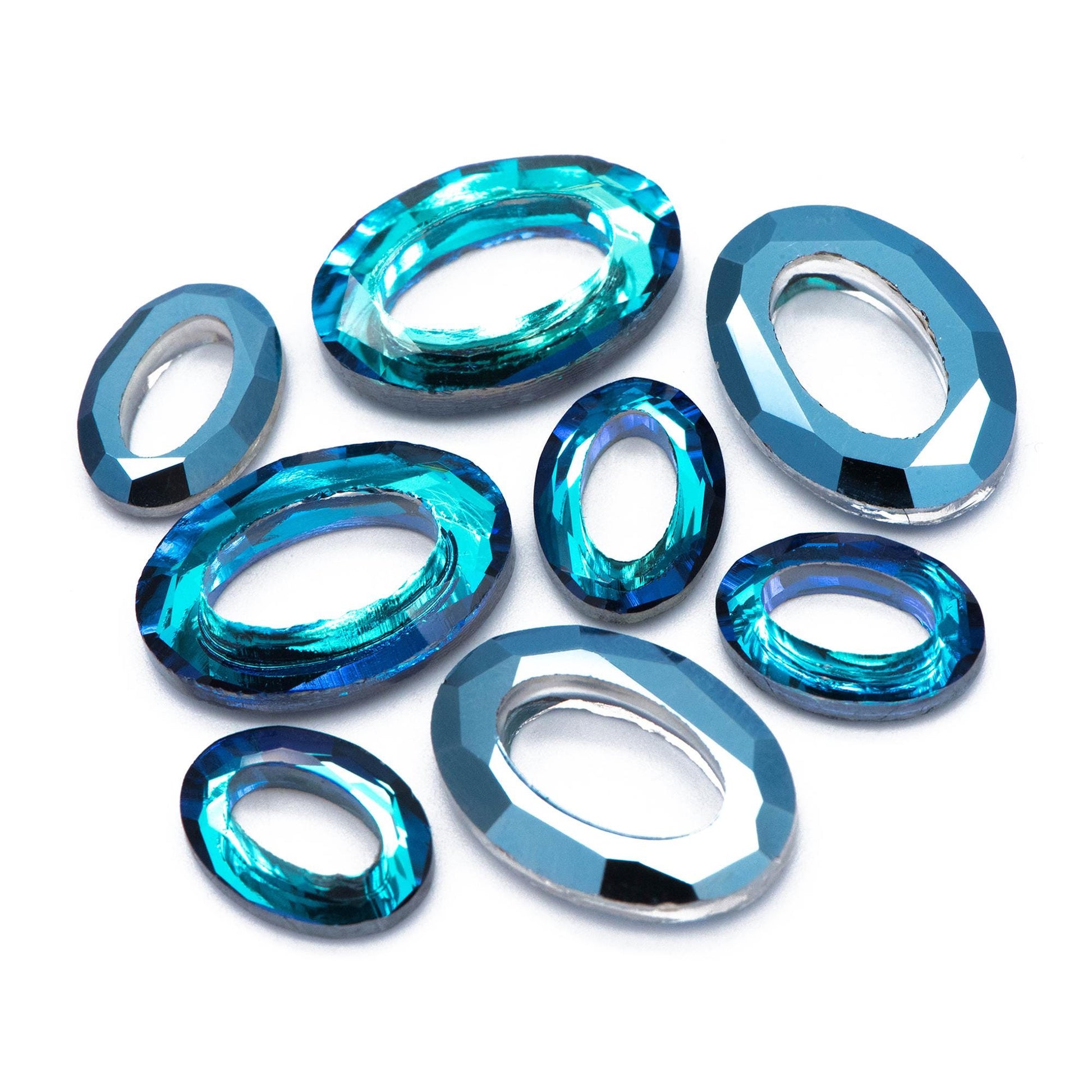 10pcs Faceted Crystal Crystal Oval Cosmic Ring (#TS-118)