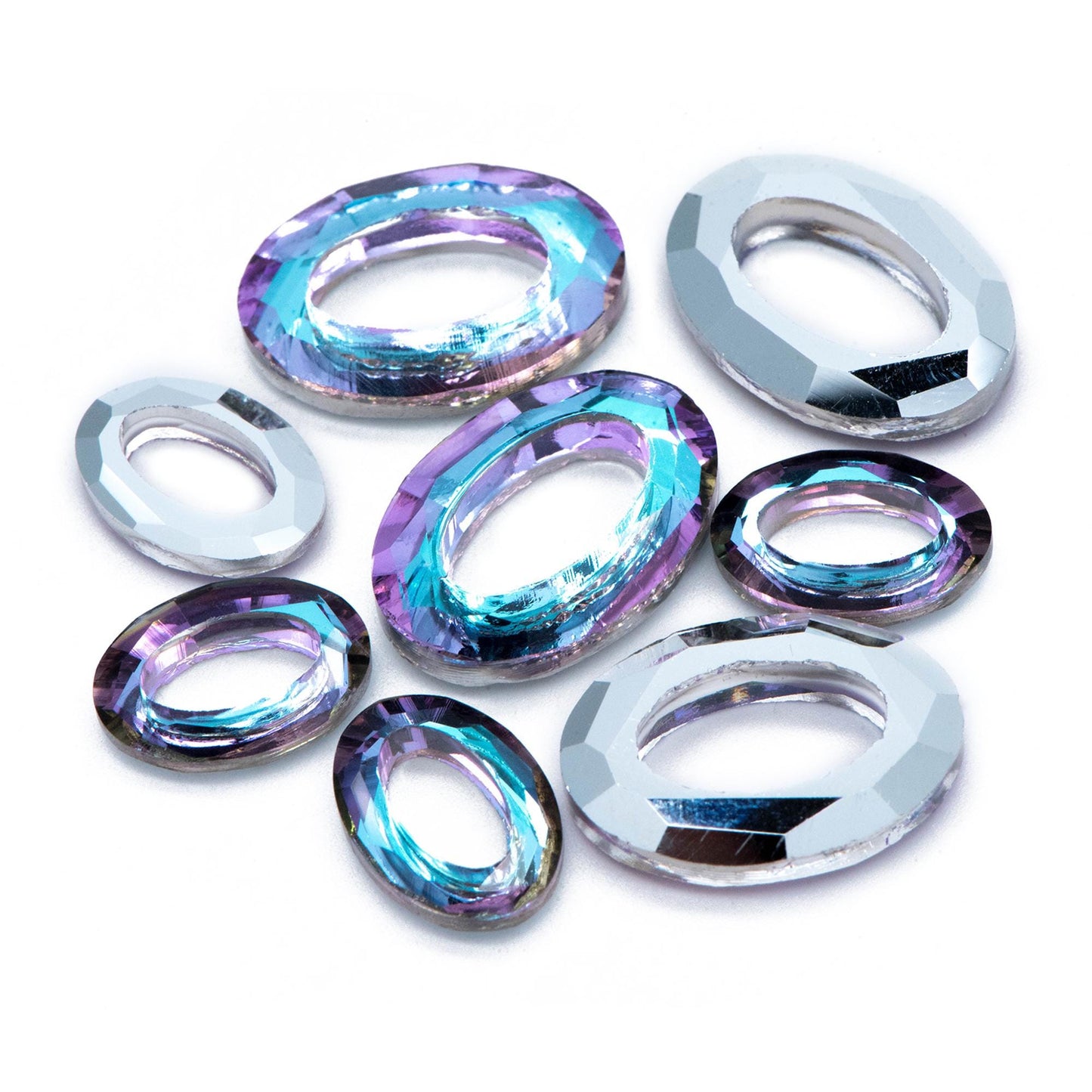 10pcs Faceted Crystal Crystal Oval Cosmic Ring (#TS-118)