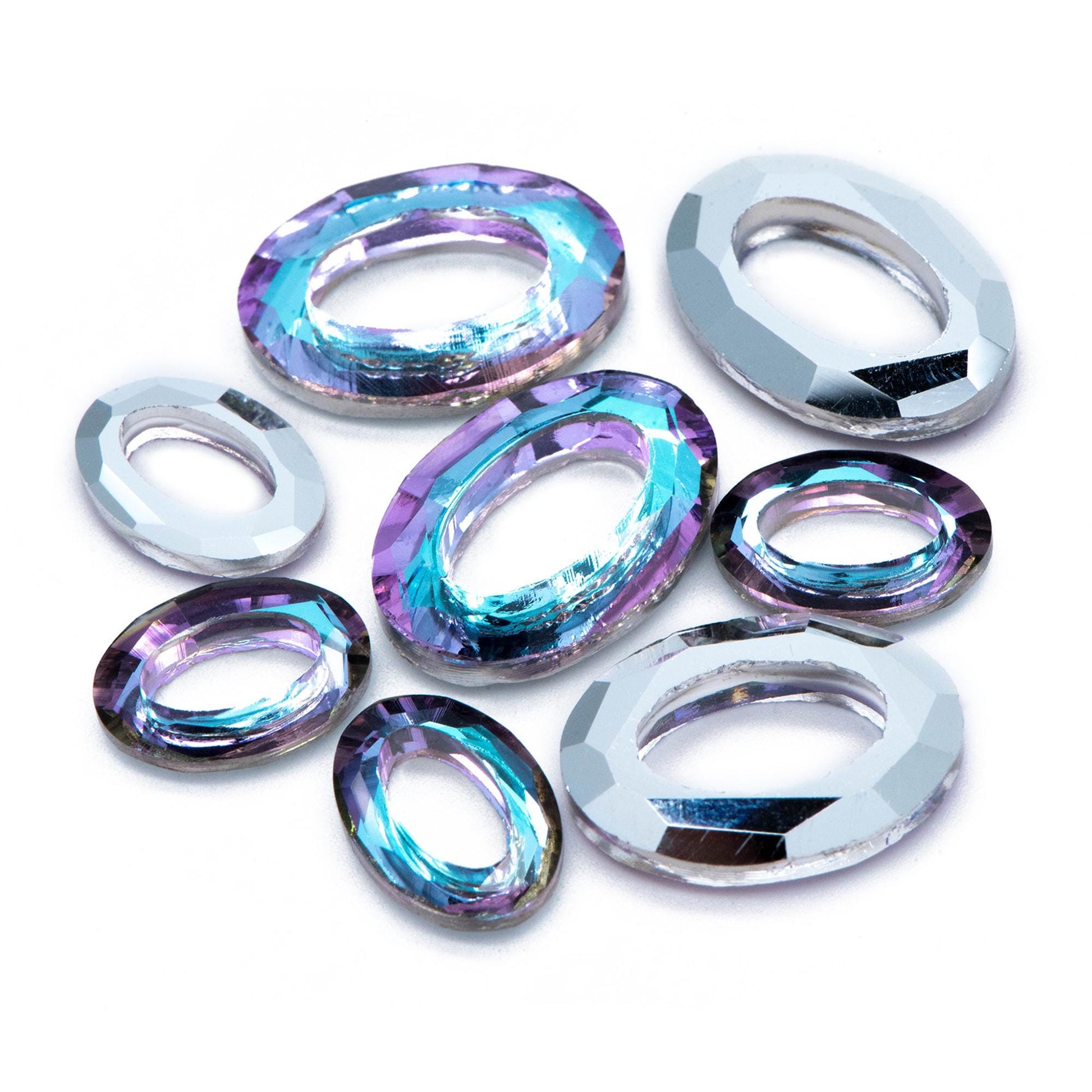 10pcs Faceted Crystal Crystal Oval Cosmic Ring (#TS-118)