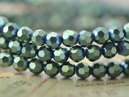 Round Crystal Glass Faceted beads 4mm, (32QZ-04)/ 95pcs
