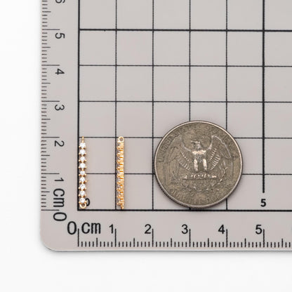 4pcs CZ Pave Bar Connector 20mm, Real Gold plated Brass, Cubic Zirconia Stick Charms (GB-1143-B)