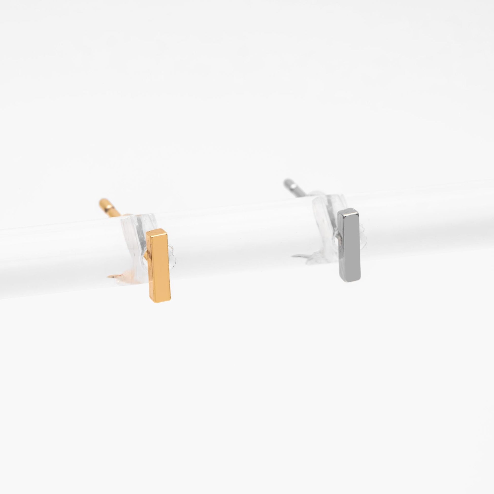 10pcs Gold/ Silver Bar Ear Posts, Gold/ Rhodium plated Brass Earring Findings, Stud Earring Components (GB-3033)