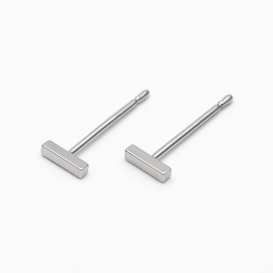 10pcs Gold/ Silver Bar Ear Posts, Gold/ Rhodium plated Brass Earring Findings, Stud Earring Components (GB-4217-E)