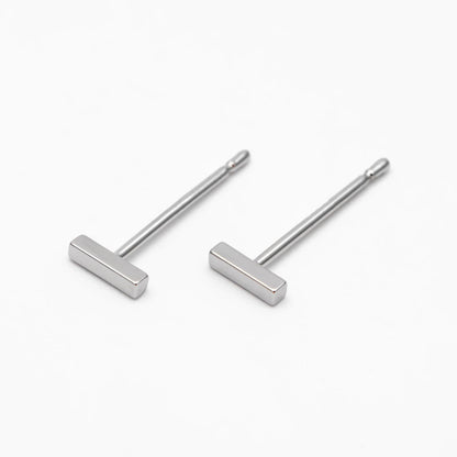 10pcs Gold/ Silver Bar Ear Posts, Gold/ Rhodium plated Brass Earring Findings, Stud Earring Components (GB-3033)