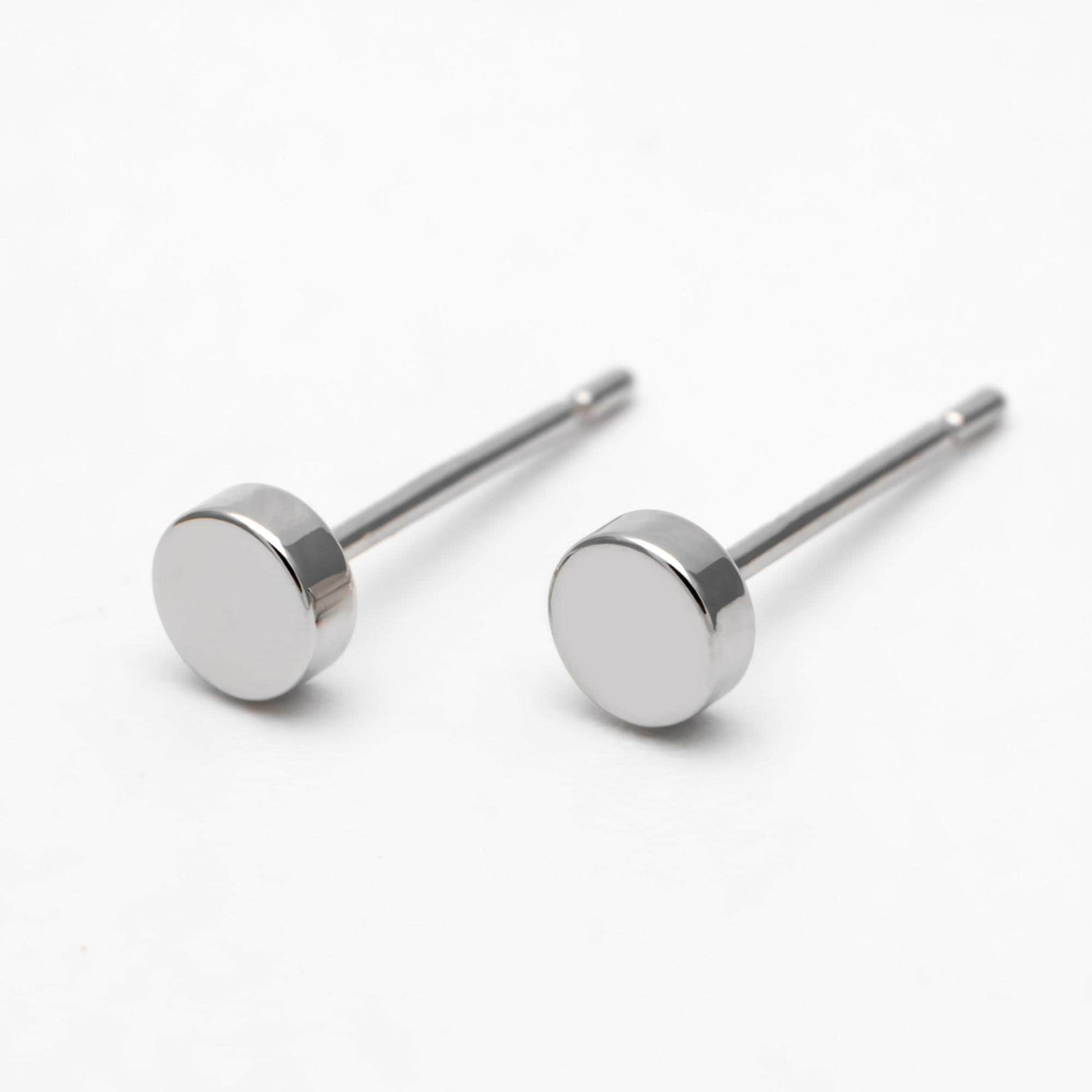 10pcs Gold/ Silver Round Stud Earring 4mm, Minimalist Round Coin Ear Posts (GB-3317)