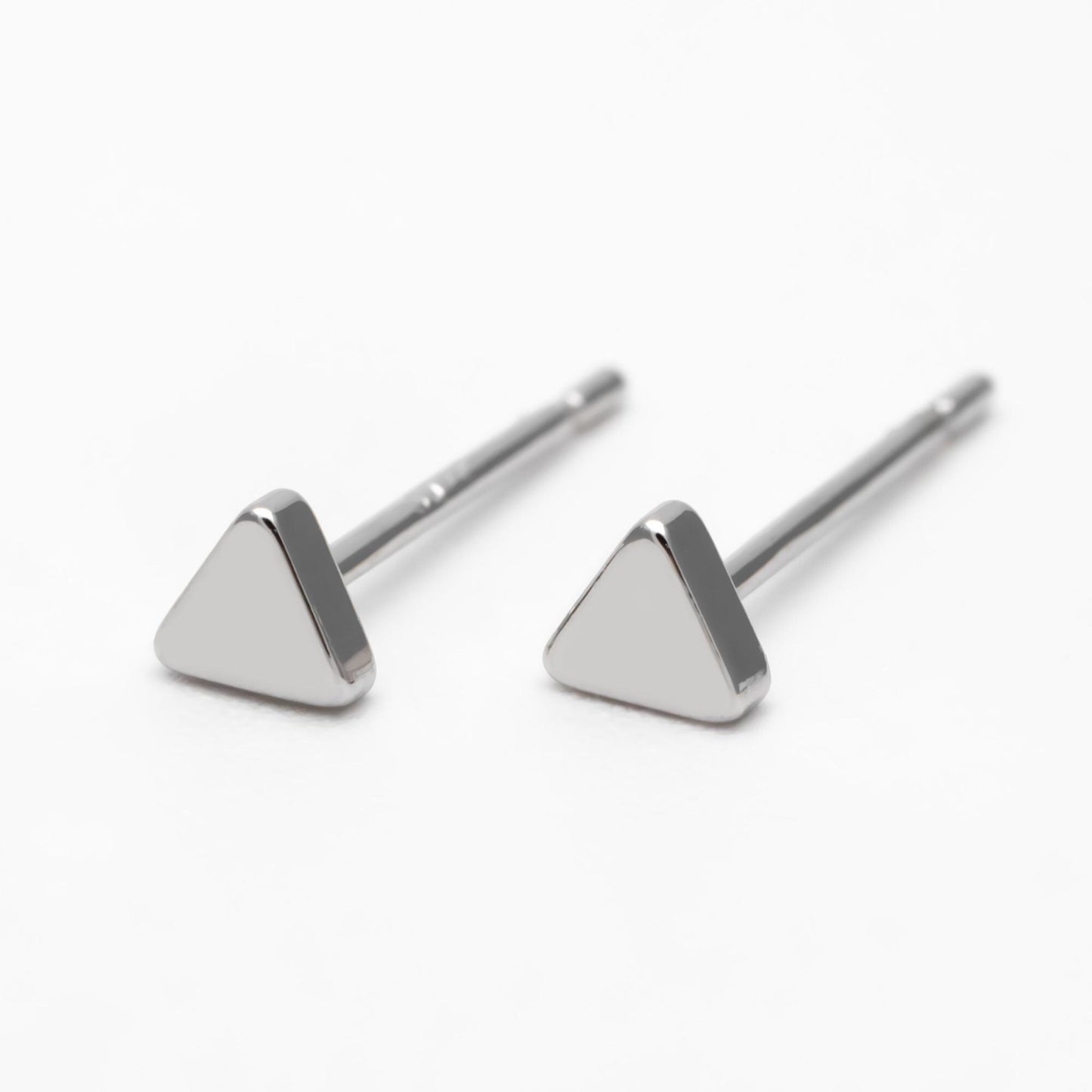 10pcs Gold/ Silver Triangle Minimalist Earrings, 4mm, Real Gold/ Rhodium Plated Brass Geometric Earring Studs (GB-3332)