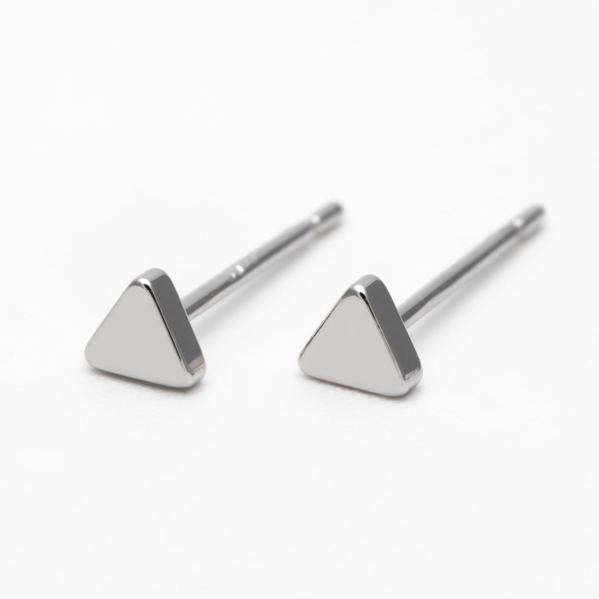 10pcs Gold/ Silver Triangle Minimalist Earrings, 4mm, Real Gold/ Rhodium Plated Brass Geometric Earring Studs (GB-3332)