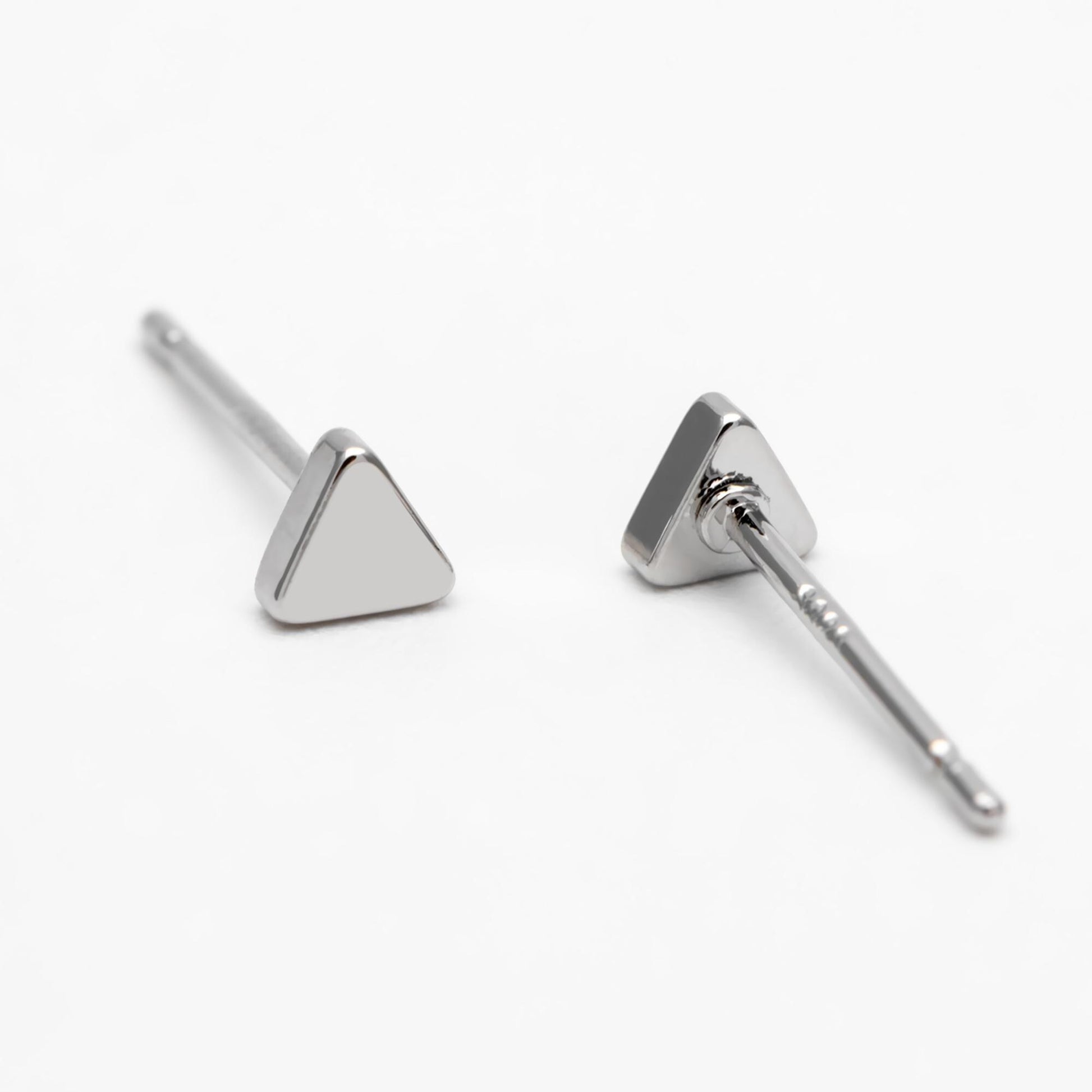 10pcs Gold/ Silver Triangle Minimalist Earrings, 4mm, Real Gold/ Rhodium Plated Brass Geometric Earring Studs (GB-3332)