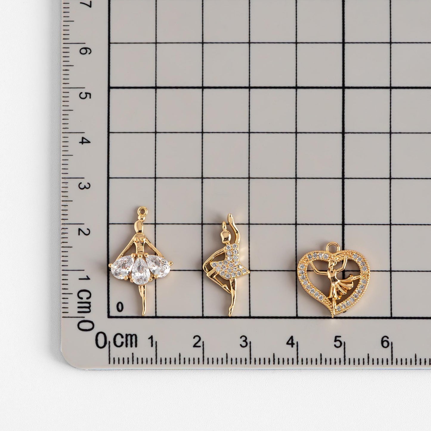 4pcs CZ Pave Gold Ballerina Charms, 18K Gold plated Brass, Ballet Leap Dancer Charm, girl charm (GB-1189)