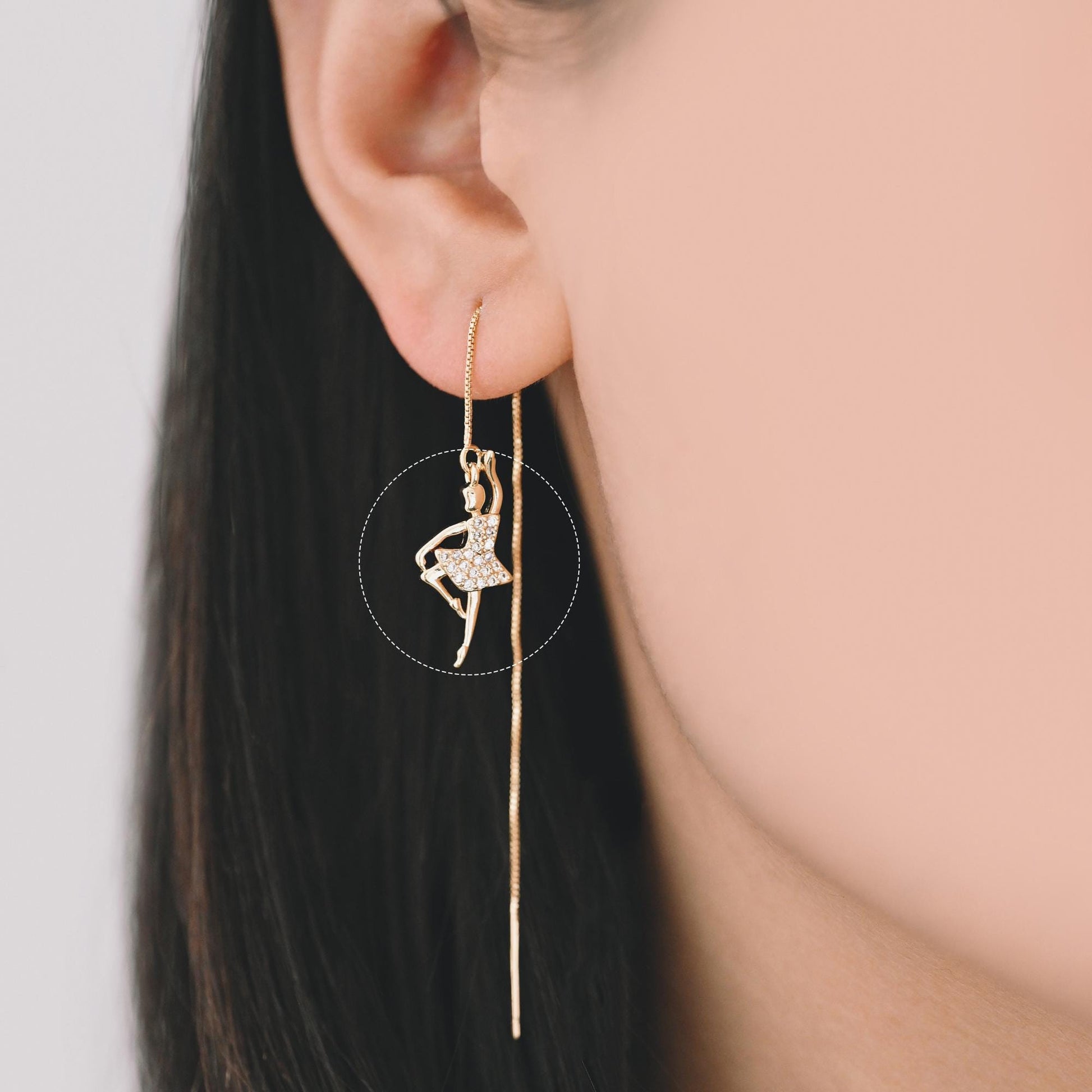 4pcs CZ Pave Gold Ballerina Charms, 18K Gold plated Brass, Ballet Leap Dancer Charm, girl charm (GB-1189)