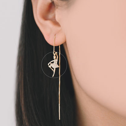 4pcs CZ Pave Gold Ballerina Charms, 18K Gold plated Brass, Ballet Leap Dancer Charm, girl charm (GB-1189)