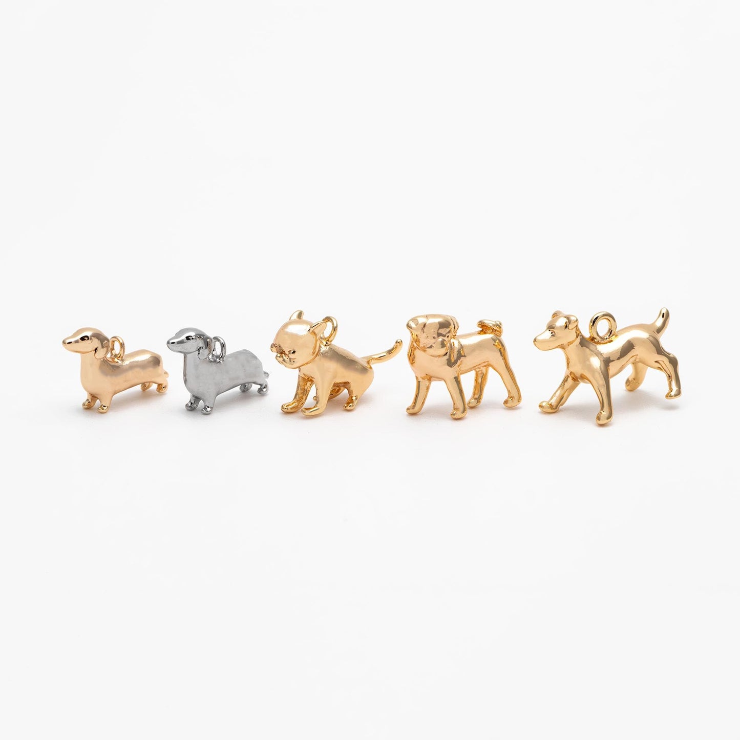 10pcs Gold/ Silver 3D Dog Charm, Gold/ Rhodium plated Brass, Jewelry Making, Diy Material, Jewelry Supplies (GB-2668)