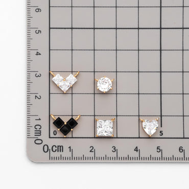 4pcs CZ Pave Gold Round/ Heart/ Rhombus Connectors, Gold Geometric Necklace Pendants (GB-215)