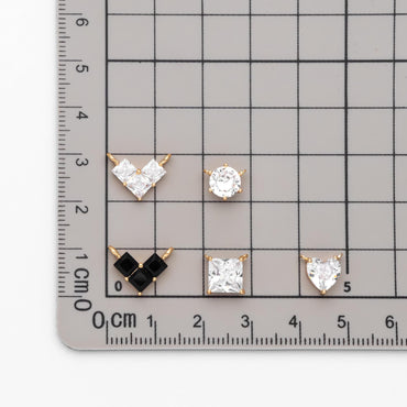 4pcs CZ Pave Gold Round/ Heart/ Rhombus Connectors, Gold Geometric Necklace Pendants (GB-215)