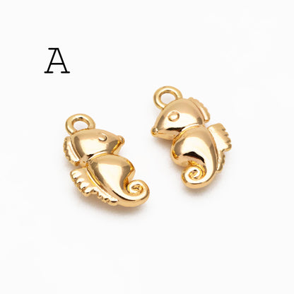 10pcs Gold Ocean Charms, 18K Gold plated Brass Beach Charms, DIY Supplies Wholesale (GB-3936)