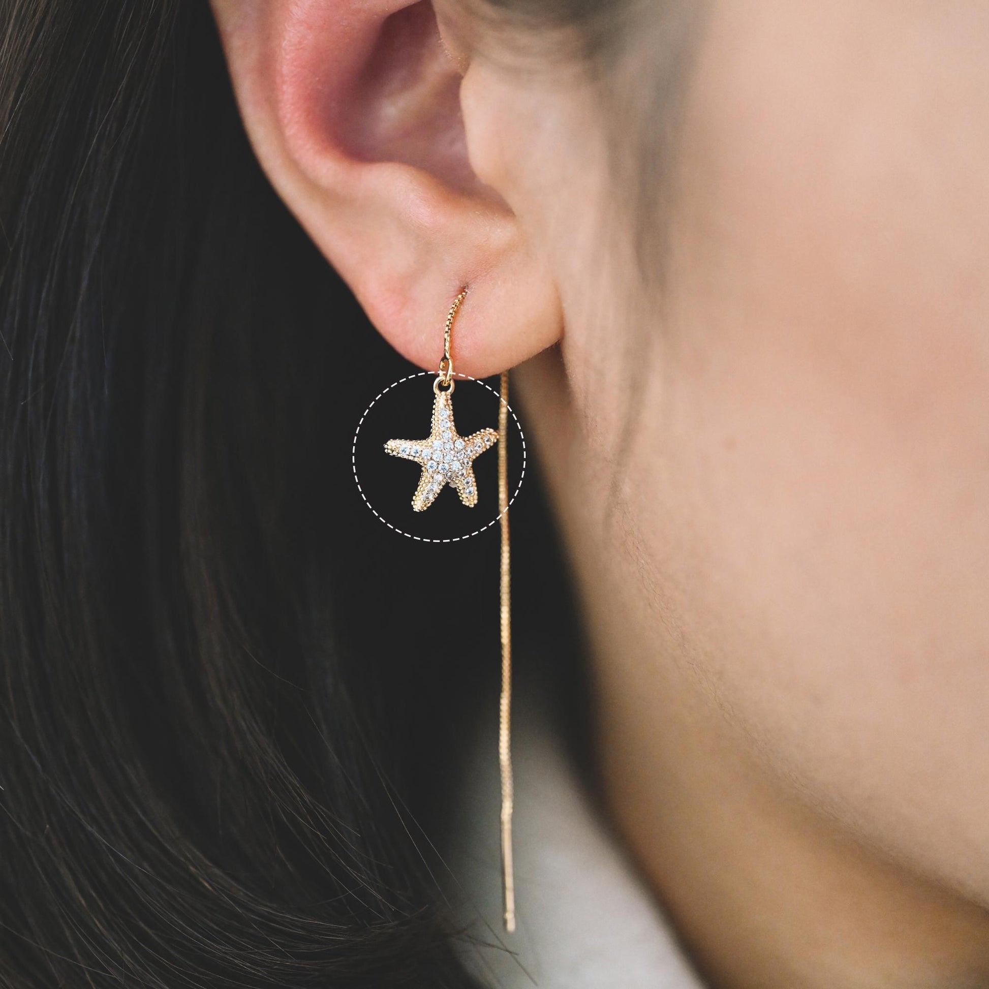 4pcs CZ Pave Gold Starfish Charms , Beach Style Mini Starfish Pendants (GB-722)